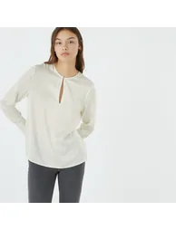 Satin Crew Neck Blouse - 4
