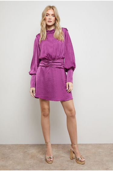 Volume Shoulder Western Mini Dress