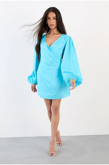 Blouson Sleeve Jacquard Mini Dress