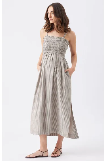 Leo Stripe Shirred Dress