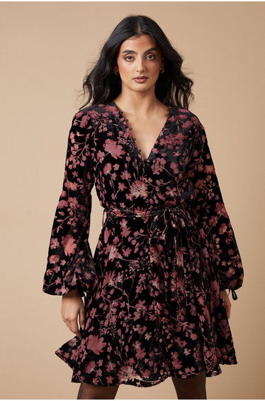 Devore Long Sleeve Button Detail Mini Dress