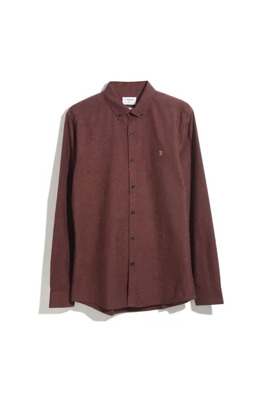 قميص فرح قطن بني بأكمام طويلة