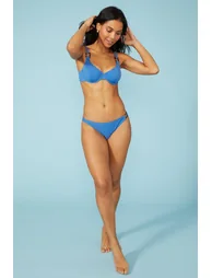 Non Pad Underwired Balcony Bikini Top - blue - 1