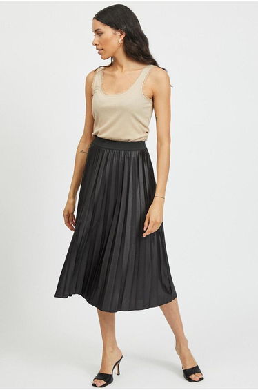 Pleated Midaxi Skirt in Satin Effect