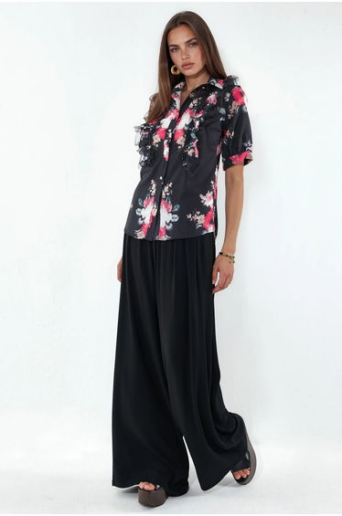 MSN Floral Poplin Shirt-collar Blouse