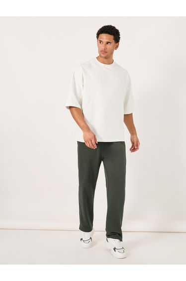 Oversized Straight Leg Joggers with Popper Button
