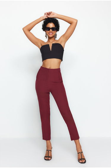 Pants - Burgundy - Cigarette pants