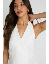 Wrap Tailored Halter Waistcoat - ivory - 3
