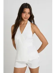 Wrap Tailored Halter Waistcoat - ivory