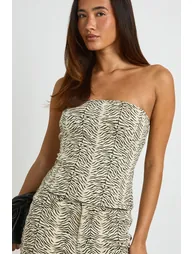 Zebra Print Denim Corset - zebra - 3