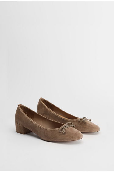 Barrie Faux Suede Low Heel Ballet Pumps