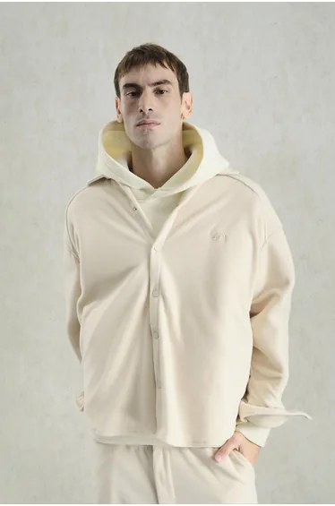 GIESTO Oversized Plush Shirt with Snap Closure