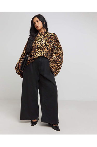 Animal Balloon Sleeve Blouse
