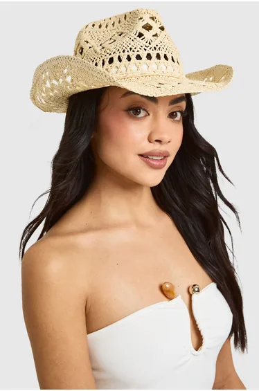 Plain Straw Cowboy Hat - natural