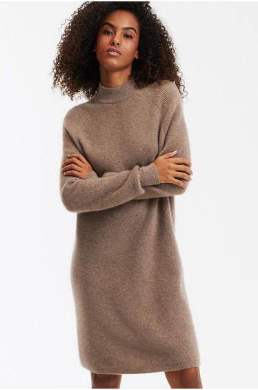 Cashmere Mini Jumper/Sweater Dress with Long Sleeves