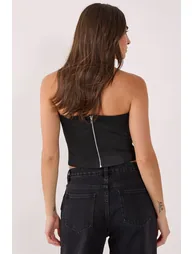 Satin Diamante Seam Detail Corset Top - 2