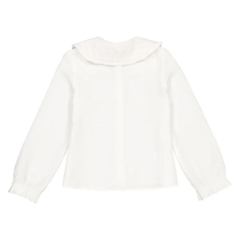 Organic Cotton Muslin Blouse with Peter Pan Collar - 3