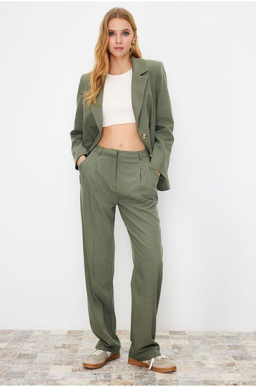 Limited Edition Mint Straight/Straight Cut Pleated Woven Trousers