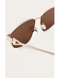 Gold Metal Frame Square Angled Sunglasses - 2