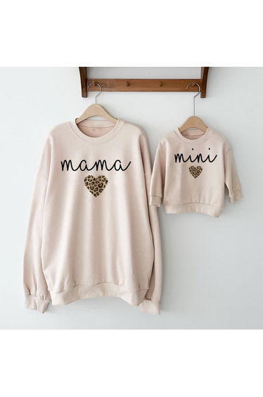 MAMA/MINI Mommy and Me Leopard Print Love Sweatshirt