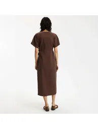 فستان ميدي بتصميم لف بأكمام قصيرة - 3