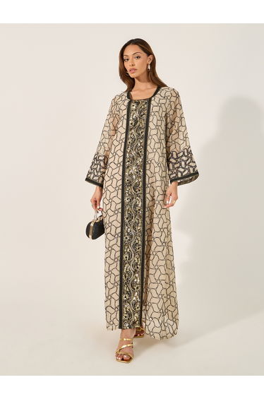 All-Over Embroidered Sequined Jalabyia
