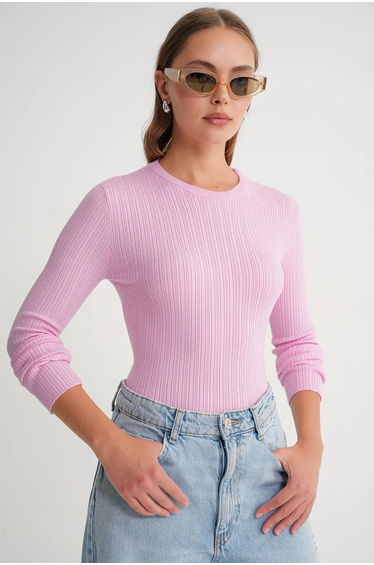 Mixray Soft Textured Ribbed Fitted Top