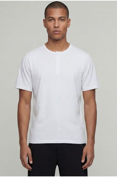 Basic Regular Fit Henley T-Shirt - white