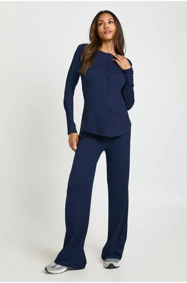 طقم مريح بوهو باللون الكحلي- للحوامل