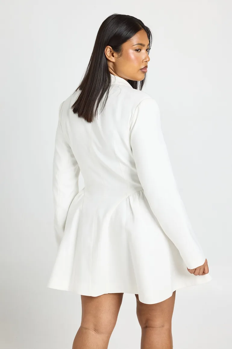 Plus Skater Skirt Blazer Dress - ivory - 1