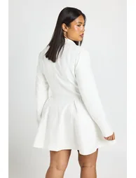 Plus Skater Skirt Blazer Dress - ivory - 1