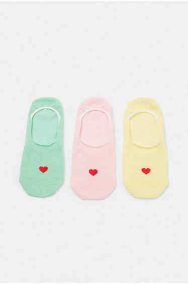 Yellow-Pink 3-Piece Heart Ballerina Socks