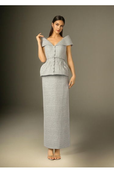 Silver Loom Grey Column Maxi Dress
