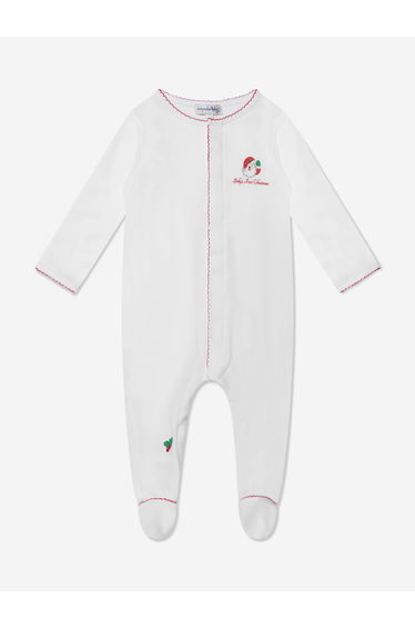 Baby Winking Santa Embroidered Babygrow in White