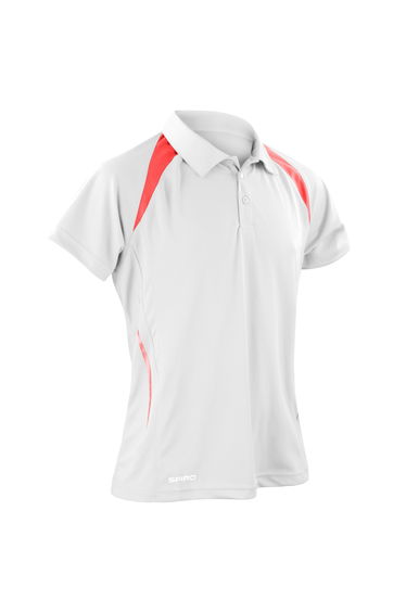 Spiro Mens Sports Team Spirit Performance Polo Shirt - White/Red