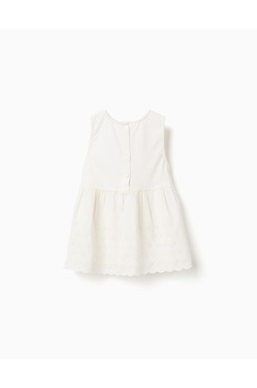 SleeveleCotton Blouse With Broderie Anglaise For Girls Light Beige