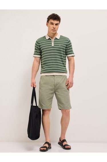 Men Cotton Striped Slim Fit Polo