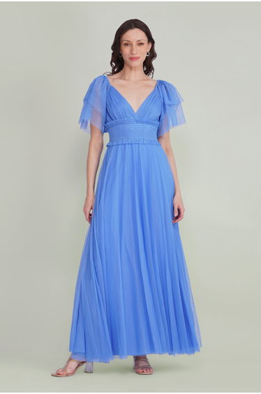 Shelby Tulle Maxi Dress in Marina Blue