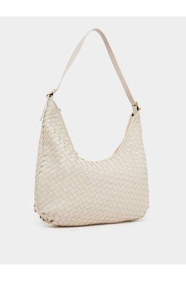 Beige Woven Shoulder Bag