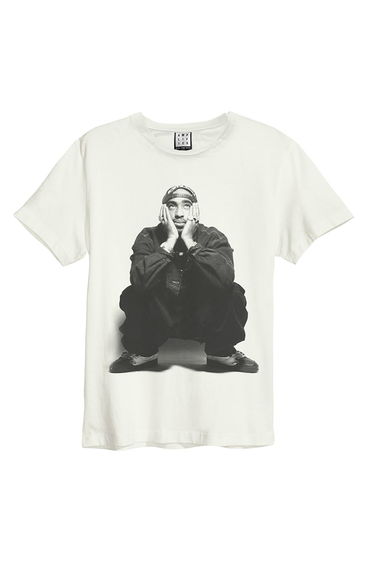 Amplified Unisex Adult Contemplation Tupac Shakur Vintage T-Shirt - Vintage White