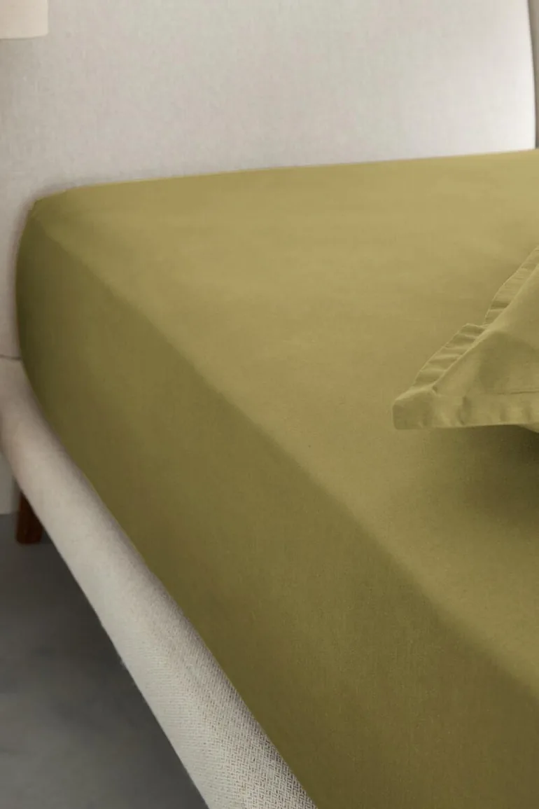 شرشف سرير قطن ساتين مغسول بحواف مطاطية 30 سم