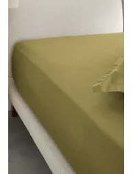 شرشف سرير قطن ساتين مغسول بحواف مطاطية 30 سم