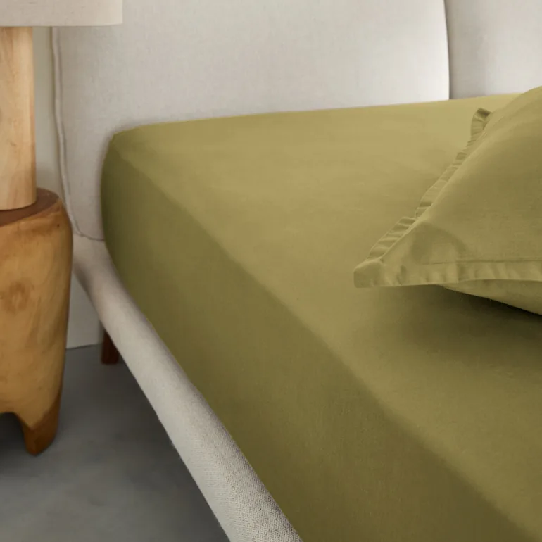 شرشف سرير قطن ساتين مغسول بحواف مطاطية 30 سم - 1
