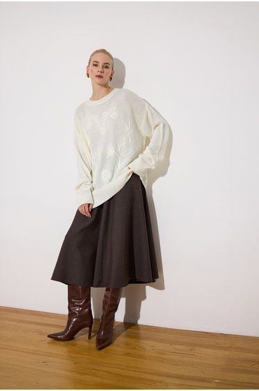 FLORAL EMBROIDERED KNITWEAR TUNIC