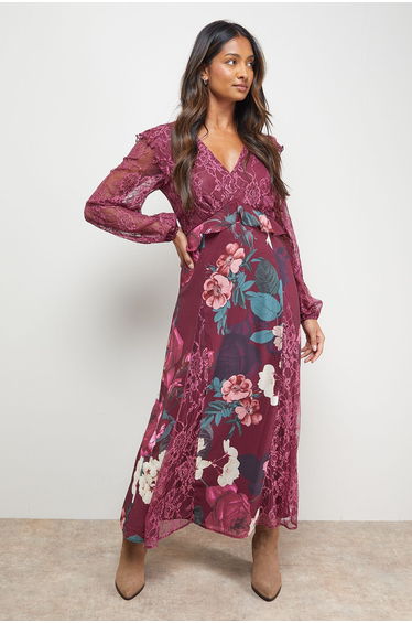 Lace Mix Midi Dress