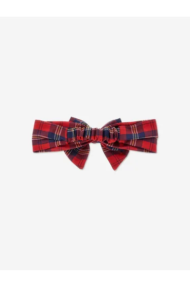 Baby Girls Tartan Bow Headband in Red