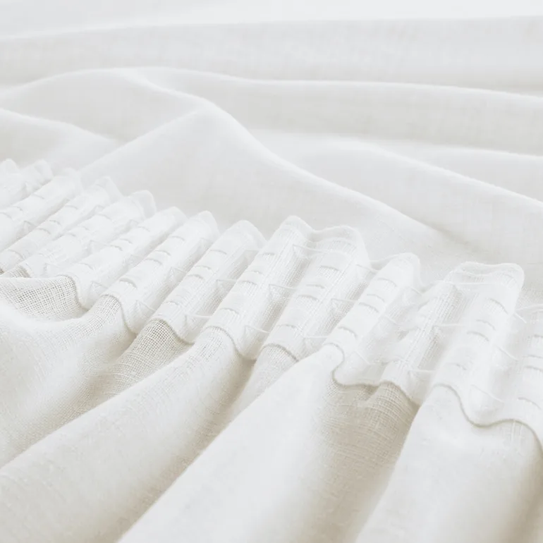 Nyong Linen Effect Voile Panel with Gathered Braid Finish - 7
