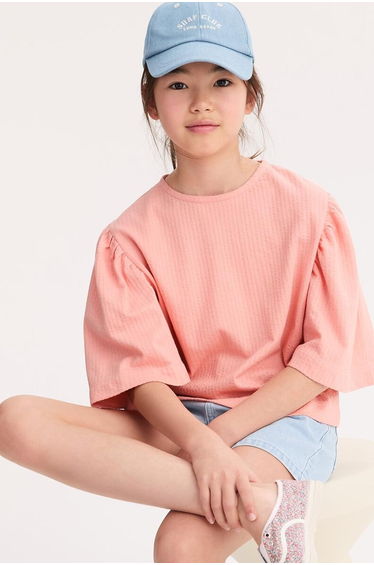 Blouse Effect Crew Neck Butterfly Sleeve T-Shirt