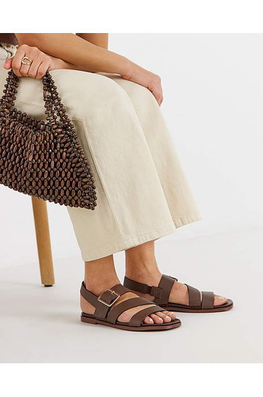 Flat Asymmetric Sandals Wide