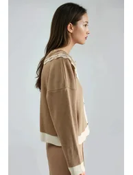 MY FASHION Button-Up Baby Collar Knit Sweater - 2